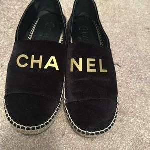 Women Chanel espadrilles, velvet texture